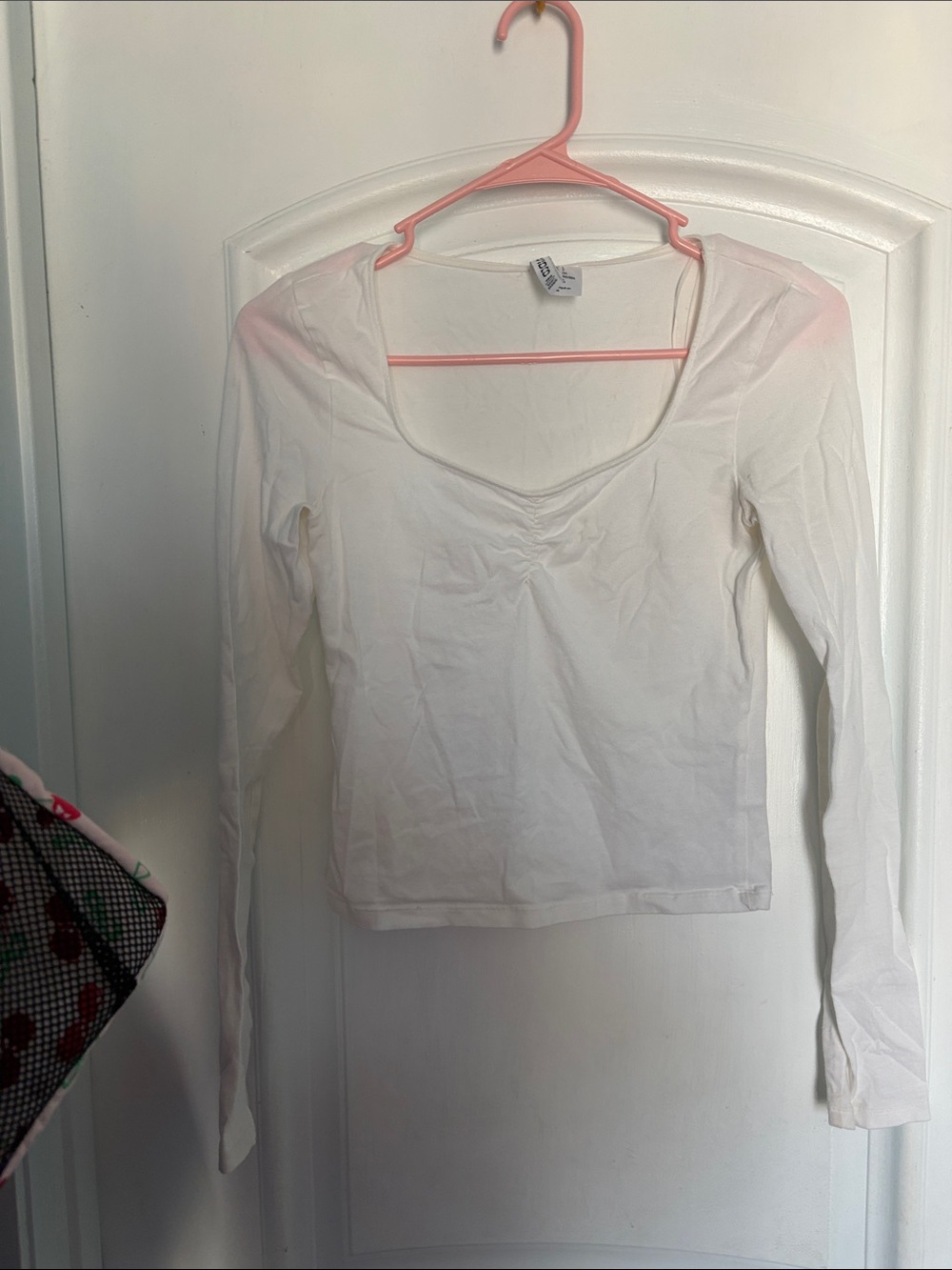 White Long-Sleeve Scoop Neck Top